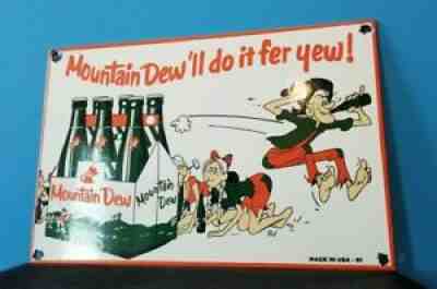 VINTAGE MOUNTAIN DEW PORCELAIN GAS COCA COLA DRINK BEVERAGE BOTTLES SERVICE SIGN