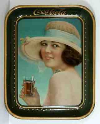 1921 COCA-COLA TIN LITHOGRAPH ADVERTISING TRAY - SUMMER GIRL - FINE CONDITION