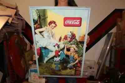 Vintage 1936 Coca Cola Circus Clown Soda Pop Gas Oil 27" Sign~Nice