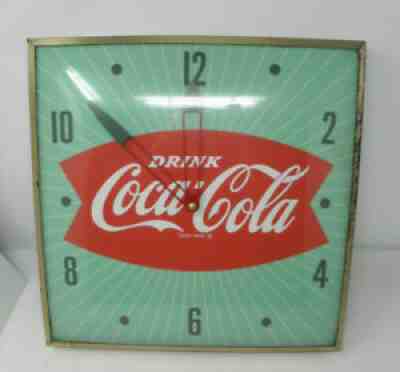 Vintage Pam Drink Coca Cola COKE Wall Clock Green Red Bow Tie Fish Tail