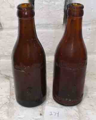 2 RARE ORIGINAL COCA COLA S.S. AMBER WITH ARROWS BOTTLE " MEMPHIS,TENN. "