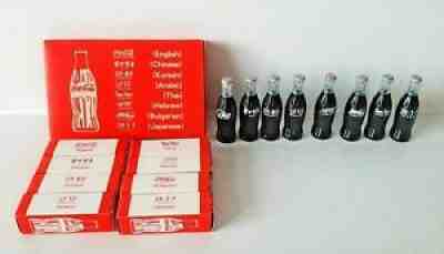 COCA COLA BOTTLE Miniature Plastic Bottle Chinese Korean Arabic Thai set of 8 pc