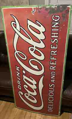 Coca Cola 5 foot Porcelain Enamel advertising sign man cave COKE