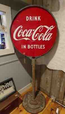 Double Sided Porcelain Coca Cola Lollipop Sign vtg retro Soda Advertising