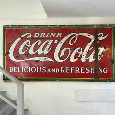 Large Vintage Tenn Elamel Coca Cola 8â?? x 4â?? 1933 Porcelain Advertising Sign