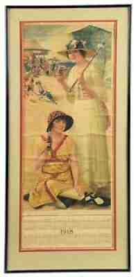 Rare "BATHING BEAUTIES" c.1918 Coca Cola early original,Soda calendar sign