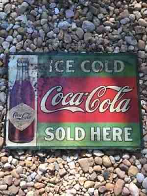 VERY RARE Embossed 1914 Coca-Cola Straight Sided Soda Bottle Sign - WOW !!!