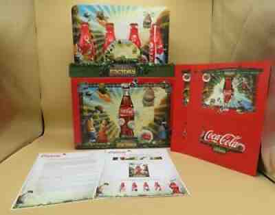 VHTF! Coca-Cola Collectors Display & Box Happiness Factory 4 Bottles Set Belgium