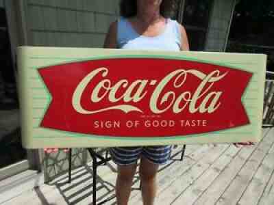 VINTAGE ORIGINAL 1960 COCA COLA DOUBLE FISHTAIL SLED SIGN LYNCHBURGH VA.