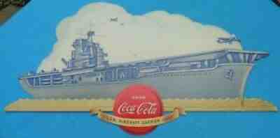 Rare Coca Cola USN Aircraft Carrier 1944 Advertising Sign Cardboard Festoon Part