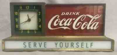 Coca-Cola 1950's Clock Light Up Counter Sign Display