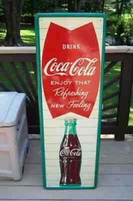 Vintage Original Coca-Cola Fish Tail Bottle Sign 1960's -Â  54" x 18"