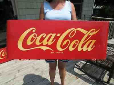 VINTAGE ORIGINAL 1948 COCA COLA PORCELAIN SLED SIGN 44'' x 16''