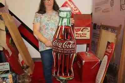 Vintage Coca Cola Hobbleskirt Bottle Thermometer Sign 