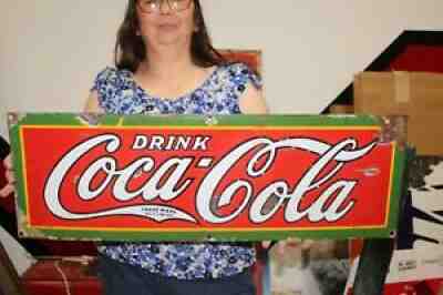 Original Vintage 1932 Coca Cola Soda Pop 30" Porcelain Metal Sign
