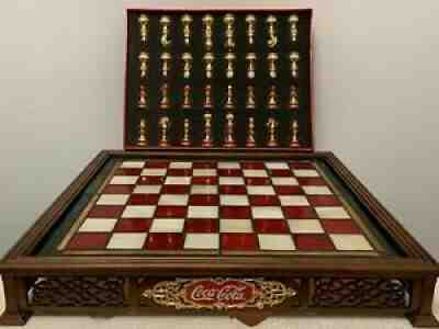 FRANKLIN MINT COCA COLA STAINED GLASS CHESS SET 24K GOLD PLATED