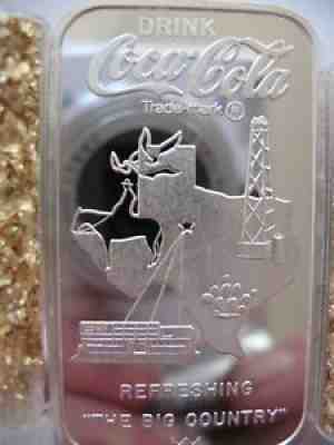 1-OZ..SILVER .999 RARE (ABILENE TEXAS) #296 COCA COLA 75TH ANNIVERSARY BAR+GOLD