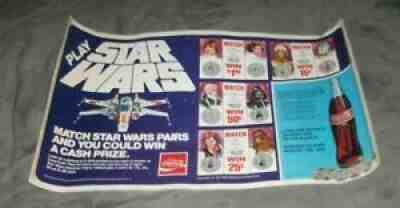 1977 COCA-COLA + STAR WARS (MOVIE) ,PROMOTION POSTER,STORE DISPLAY UNMOUNTED