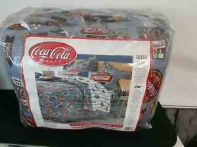 COCA COLA Complete queen Bedding Set VTG Style extra sheets and body pillow.