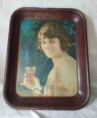 VINTAGE COCA-COLA 1925 METAL SERVING TRAY FLAPPER GIRL ORIGINAL ADVERTISING