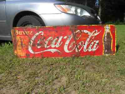 RUSTY OLD COCA COLA COKE LARGE 57" X 17" SODA POP BOTTLE TIN SIGN