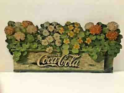 Vintage 1922 Coca Cola Cardboard Advertising Sign Flower Planter Box Rare