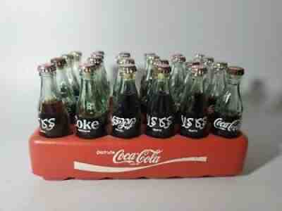 Vintage Coca Cola Mini Bottles Plastic Crate 24 3"Bottles Foreign Languages