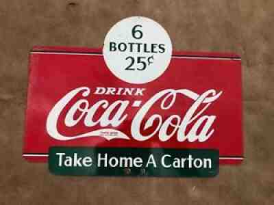 Used Red & Green Coca-Cola Painted Metal Carton Sales Rack Advertising Sign