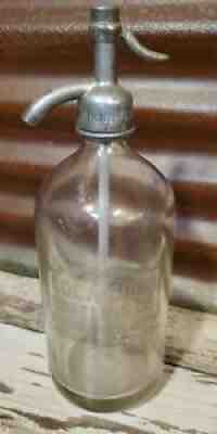 Vintage Coca Cola Seltzer Bottle Etched Coke Glass rare old LAS VEGAS!