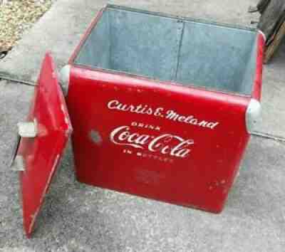 VINTAGE 1950'S COCA COLA COOLER ORIGINAL PAINT, DRAIN PLUG, BOTTLE OPENER