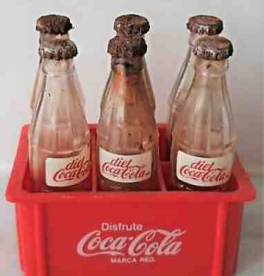 COCA COLA BOTTLE Miniature Bottle Mexico Diet Coca Cola Spainish w/Plastic Case