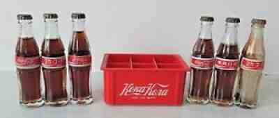 COCA COLA BOTTLE 6 Miniature Bottle Mexico 50th Anniversary w/Plastic Case