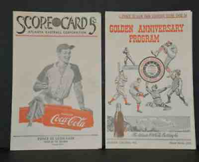 Atlanta Baseball Atlanta Crackers Score Card / Cards Coca Cola - Lot of 2