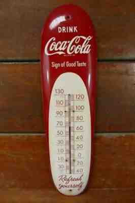 Vintage 1950's Coca Cola Coke Soda 30" Metal Cigar Shaped Thermometer Sign Works