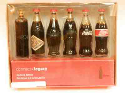 MIB EVOLUTION OF COCA COLA CONTOUR BOTTLES ~ 6 MINIATURE ~ 3" COKE ~ 2002