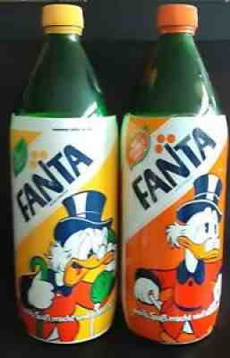 Coca Cola Fanta Bottle 80s Germany Scrooge McDuck Fanta Orange & Lemon 1 litre