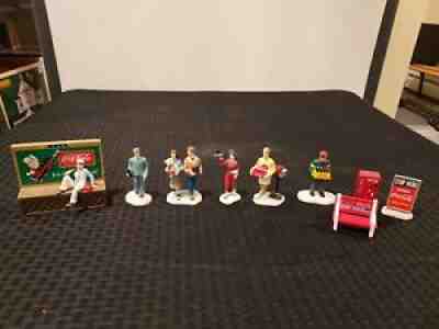 Coca-Cola Town Square Collection Billboard w/ 9 pieces total. Figures.