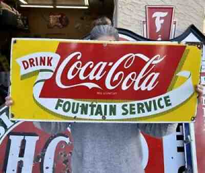 Coca Cola fountain service porcelain sign 28 ?x12 ?