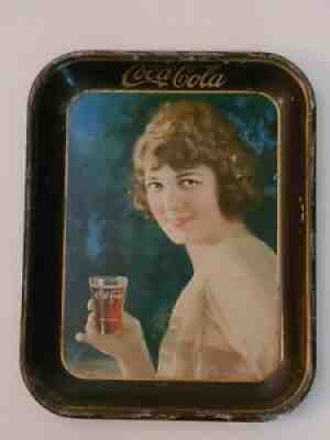 1924 Coca Cola Serving Tray (Brown Rim) Girl With Coke Glass