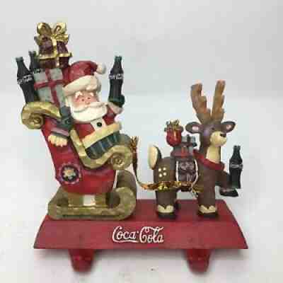 VTG COCA-COLA Santa Reindeer Christmas STOCKING HOLDER 1999 HTF Rare