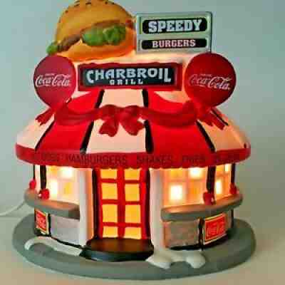 Coca Cola Town Square Collection Christmas Village Speedy Burger 1998 COKE