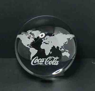 Coca-Cola Paperweight, Dublin Crystal Ireland, World Map, EUC