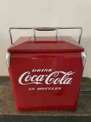 Rare Vintage 50â??s Style Coca Cola In Bottles Junior Soda 6pk Picnic Cooler Metal