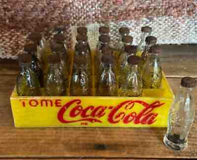 HTF TOME Coca-Cola Mini Bottles & Plastic Crate 24 Bottles 2.5â? CUTE!
