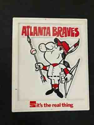1970's Coca Cola Atlanta Braves Baseball Vac-U-Form Embossed Sign - Coke