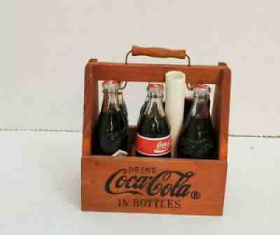 Evolution of Coca Cola Contour Bottle Miniature 3" Bottles 6-Pack Wood Carton