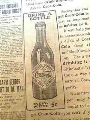 Coca-Cola May 1907 Full Page Macon GA Bottling Co. Straight Sided Bottle Ad Rare