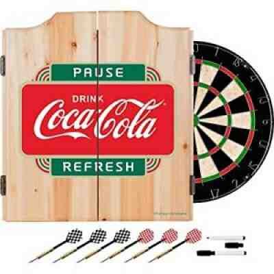 Trademark Gameroom COKE7010-PR Coca Cola Dart Cabinet Set with Darts & Board ...