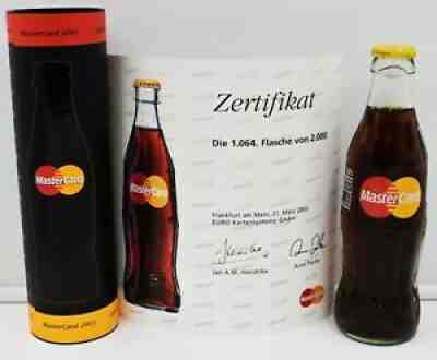 *HTF! 2003 MasterCard Tennis Open Coca Cola Bottle w Tube & Certificate #1064