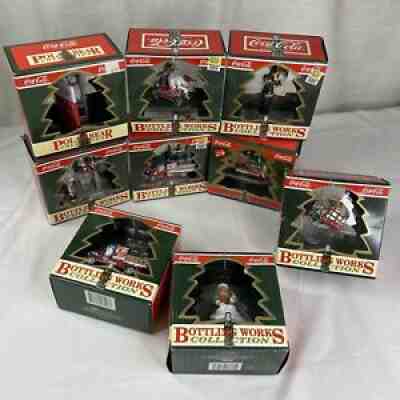 Lot of 9 Coca Cola Bottling Works Polar Bear Trim a Tree Elves Ornaments Coke